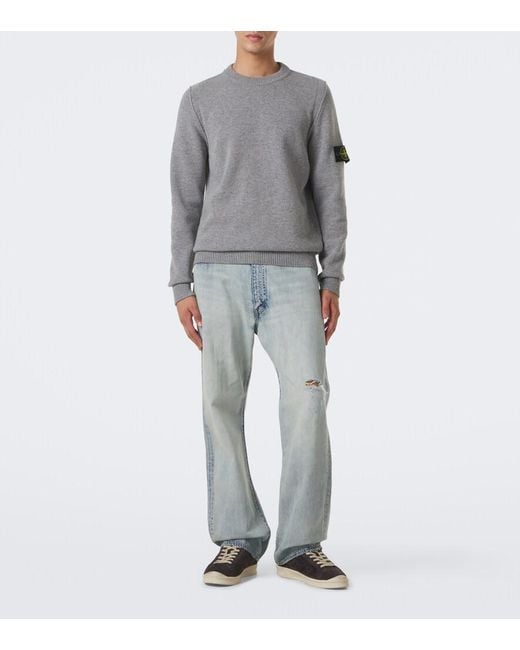 Stone Island Gray Compass Badge Wool-Blend Sweater for men