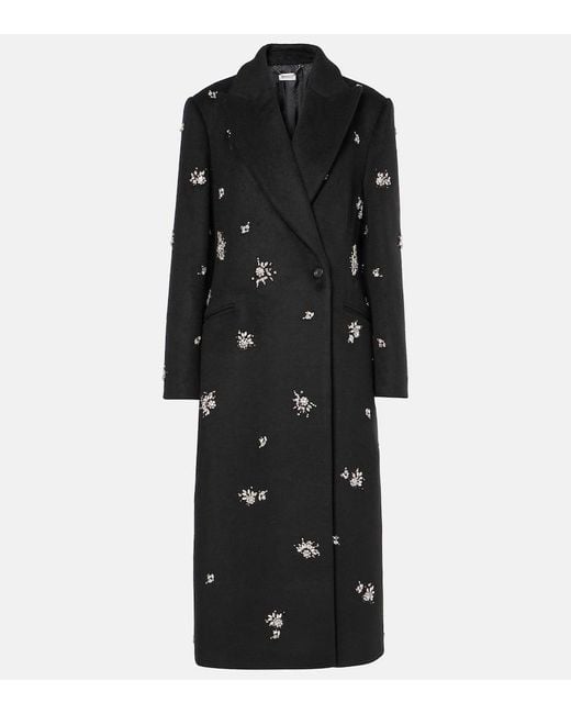 Jonathan Simkhai Black Gianni Embellished Wool-Blend Coat