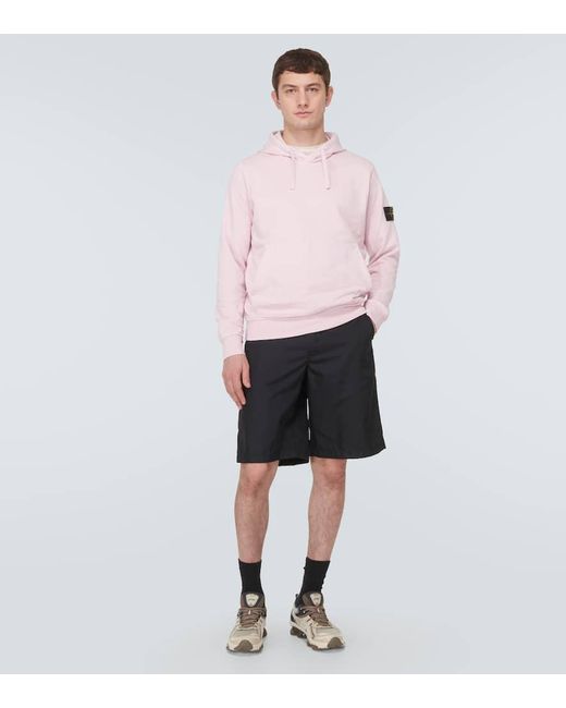 Felpa Compass in jersey di cotone con cappuccio di Stone Island in Pink da Uomo