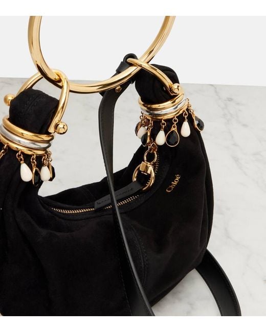 Chloé Black Bracelet Small Suede Shoulder Bag