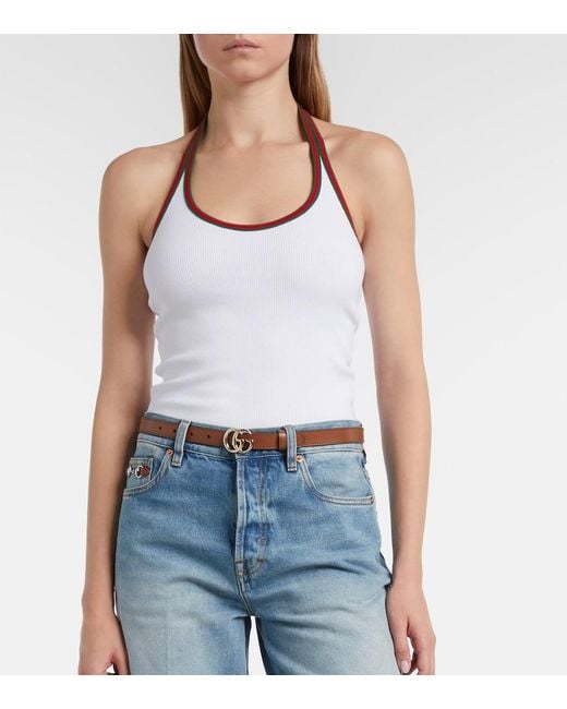 Gucci White Heavy Cotton Rib Tank Top
