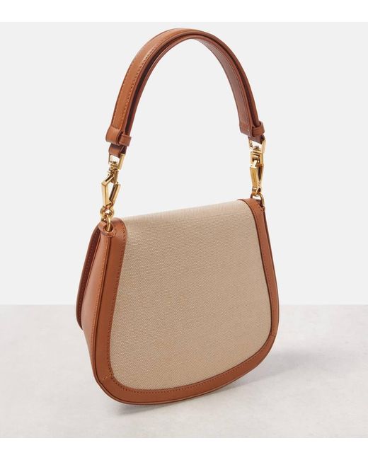 Saint Laurent Brown Schultertasche Voltaire Aus Leder Und Canvas