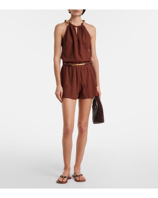 ViX Brown Janet Linen-Blend Shorts