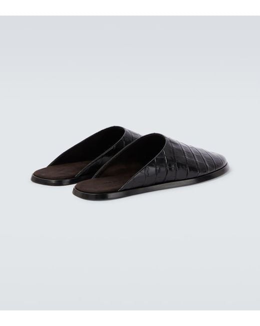 Fear Of God Black Croc-Effect Leather Mules for men