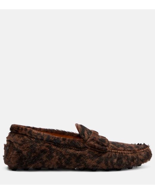 Tod's Brown Gommino Calf Hair Driving Shoes
