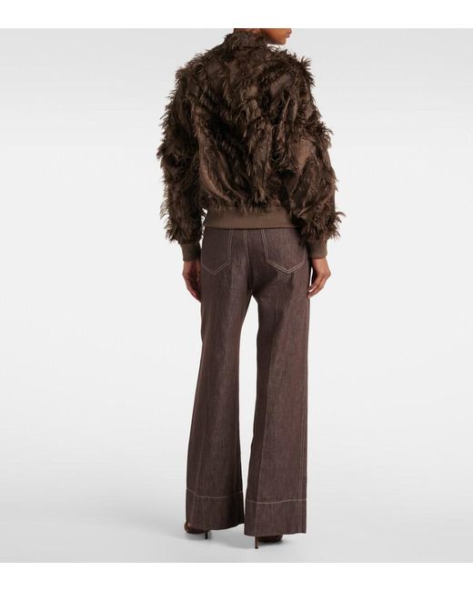 Brunello Cucinelli Brown Feather-Trimmed Jacket