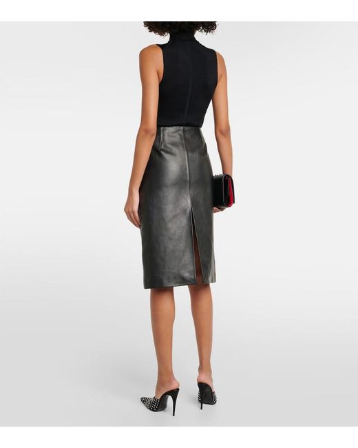 Magda Butrym Black Leather Midi Skirt