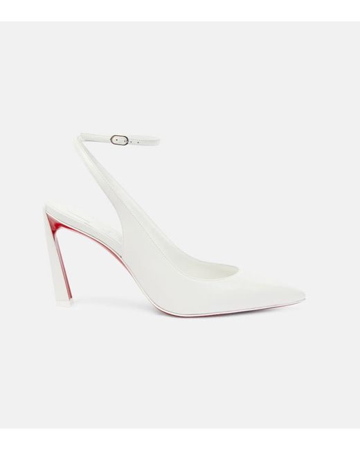Christian Louboutin White Condora 85 Leather Slingback Pumps