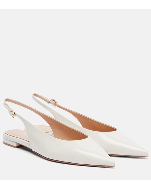 Gianvito Rossi White Robbie Patent Leather Slingback Flats
