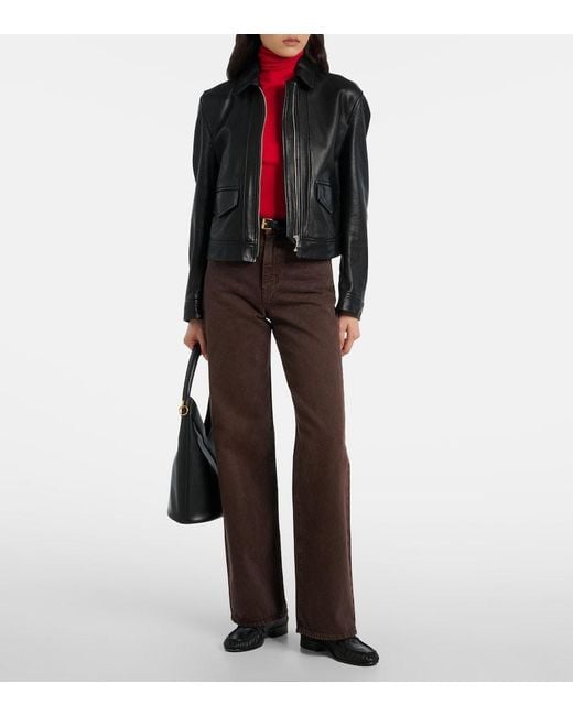 SLVRLAKE Denim Brown Grace High-Rise Wide-Leg Jeans