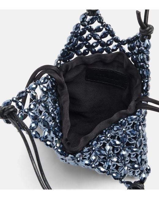 Staud Blue Karla Beaded Top-Handle Bag