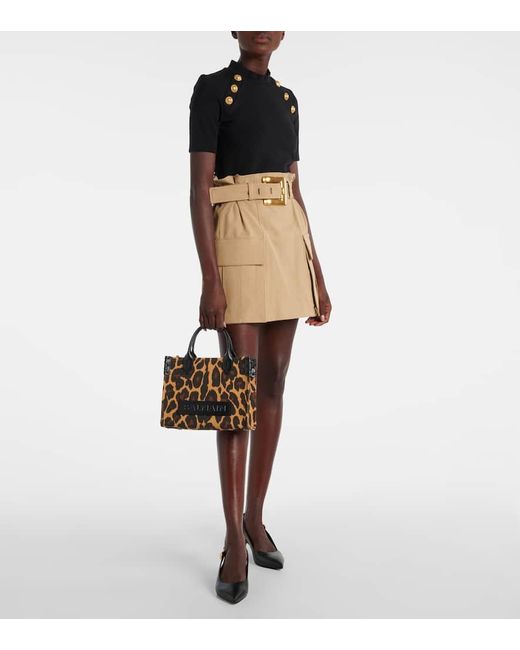 Borsa B-Army Small Con Stampa Leopardata di Balmain in Black