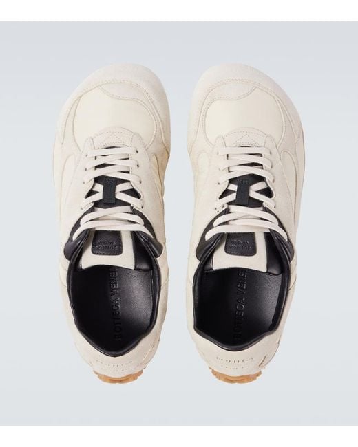 Bottega Veneta White Orbit Flash Suede-Trimmed Sneakers for men