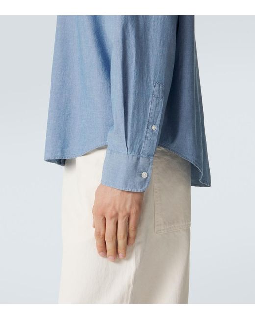 AMI Blue Ami De Cour Cotton Chambray Shirt for men