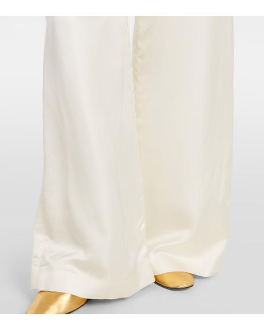 Ralph Lauren White Satin Wide-Leg Pants