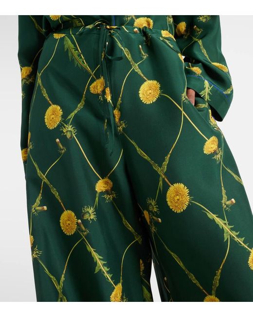 Pantaloni pigiama in seta con stampa di Burberry in Green