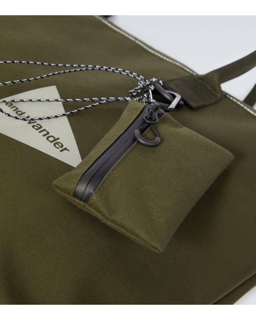 And Wander Green Pe/co Canvas Tote Bag for men