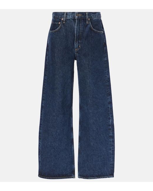 Agolde Blue Low Curve Mid-Rise Barrel-Leg Jeans