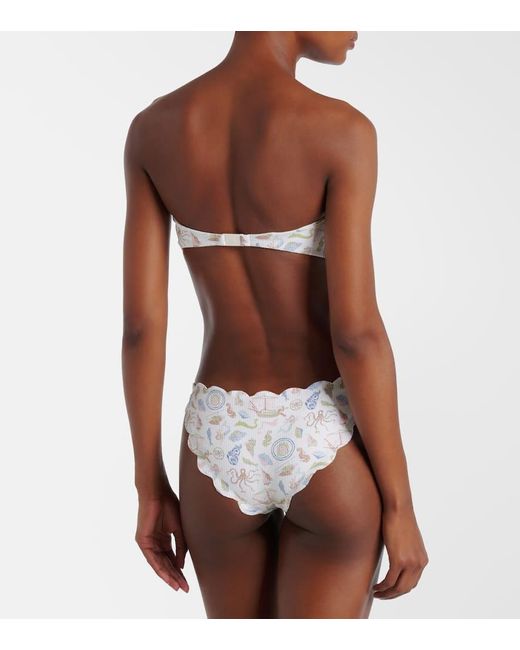 Marysia Swim White Antibes Scalloped Bandeau Bikini Top
