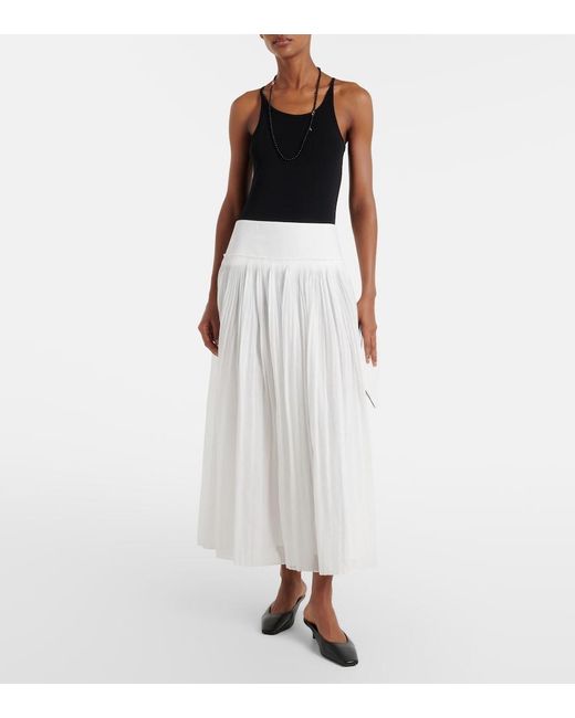 Rohe White Pleated Cotton Muslin Maxi Skirt