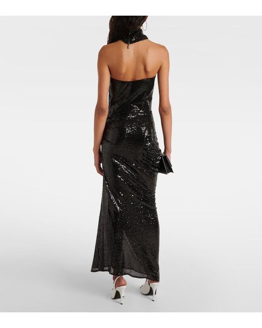 Maticevski Black Exhilarate Sequined Strapless Gown