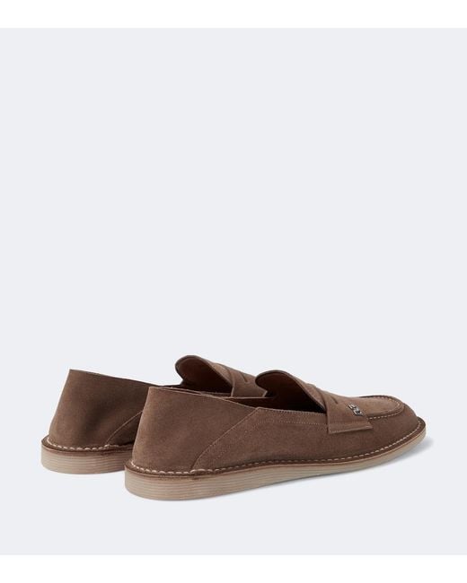 Dolce & Gabbana Brown New Florio Ideal Suede Penny Loafers for men