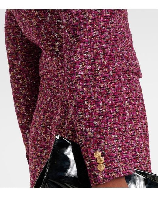 Alessandra Rich Red Sequined Cropped Tweed Blazer