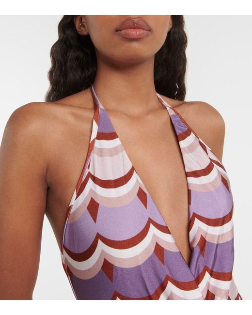 Adriana Degreas White Vintage Waves Printed Swimsuit