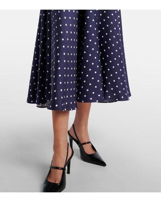 Rodarte Blue Midikleid Aus Seiden-Twill