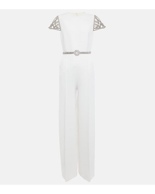 Elie Saab White Crystal-embellished Jumpsuit