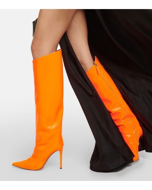 Alexandre Vauthier Orange Patent Leather Knee-High Boots