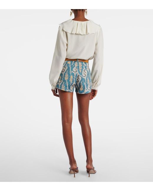 Etro Blue Paisley Denim Shorts