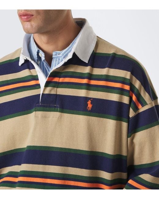 Polo Ralph Lauren Blue Striped Cotton Jersey Polo Sweater for men