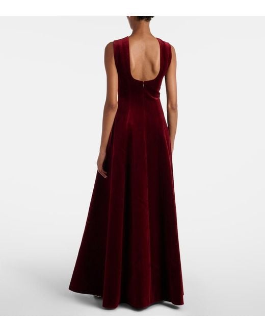 Emilia Wickstead Red Nodin Cotton Velvet Gown