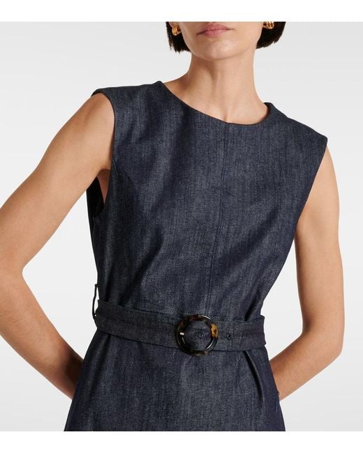 Vestido Midi De Denim Con Cinturon Max Mara de color Blue