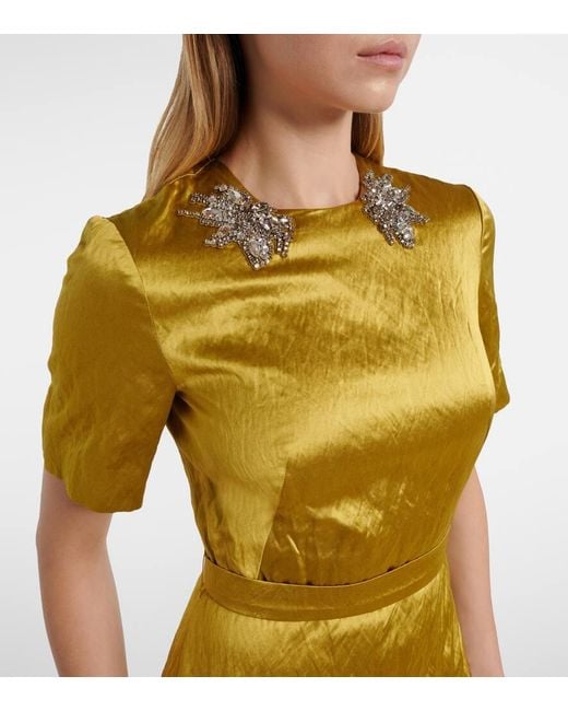 Erdem Metallic Verziertes Midikleid Aus Satin