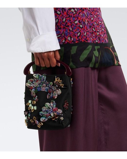 Dries Van Noten Black Small Embellished Top-Handle Bag