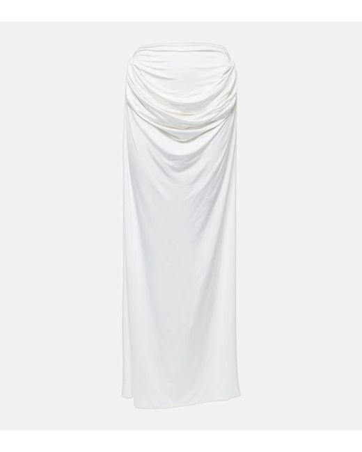 Magda Butrym White Draped Jersey Maxi Skirt