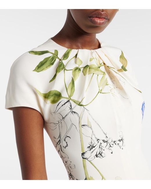 Monique Lhuillier White Floral Midi Dress