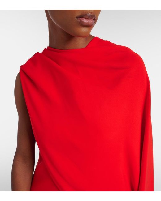 Balenciaga Red Open-Back Caped Silk And Wool Crepe Gown