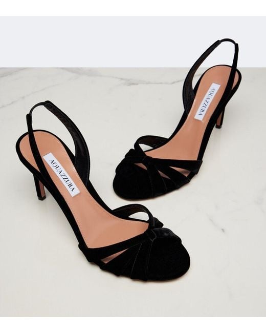 Aquazzura Black Tati Velvet Slingback Sandals