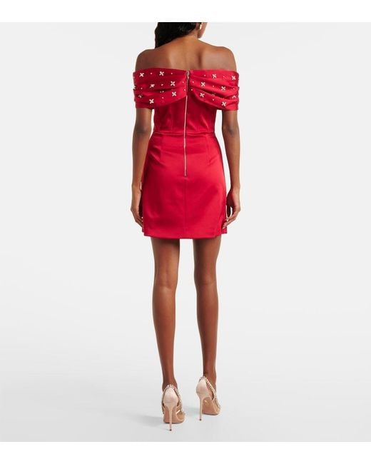 Rebecca Vallance Red Carmella Embellished Satin Minidress