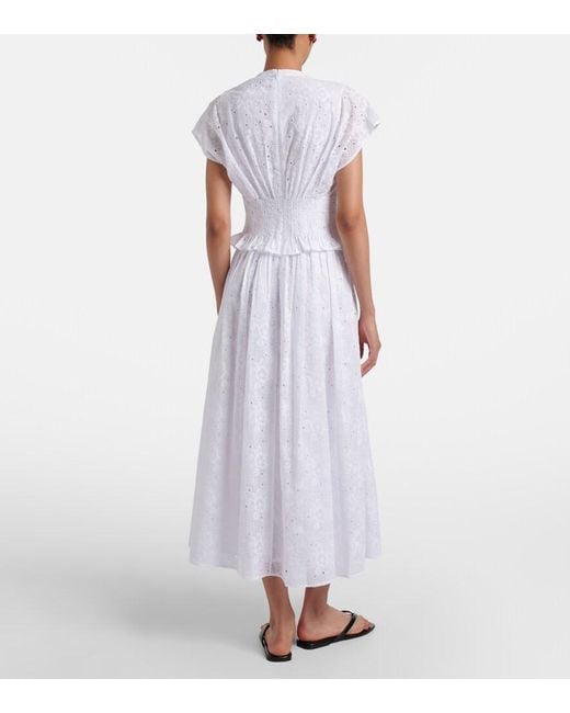 Tory Burch White Broderie Anglaise Cotton Midi Dress