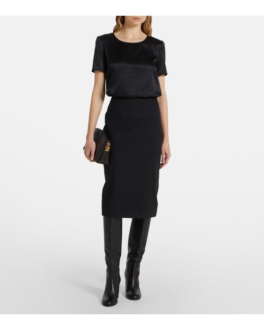 Max Mara Black Dida Silk Top