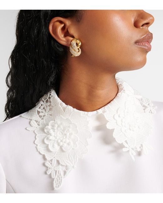 Oscar de la Renta Metallic Love Knot 2.0 Embellished Clip-On Earrings