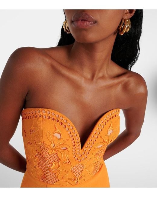Rebecca Vallance Orange Sirene Strapless Corset Gown