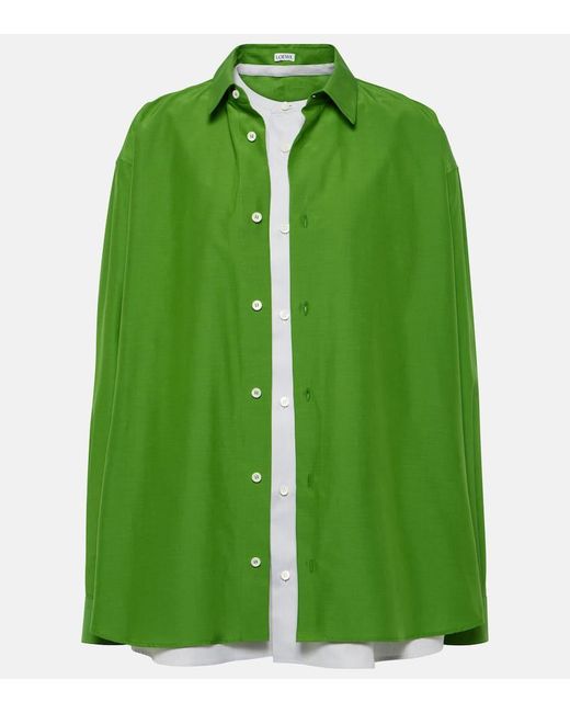 Camisa de algodon y seda a capas Loewe de color Green