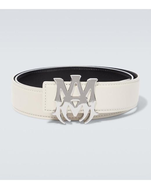 Amiri White Logo Leather Belt for men