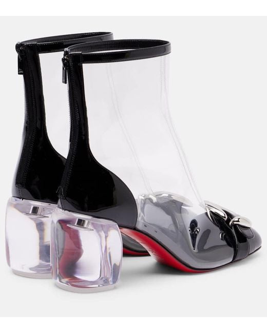 Christian Louboutin Black Minny Bubble Patent Leather-Trimmed Pvc Ankle Boots