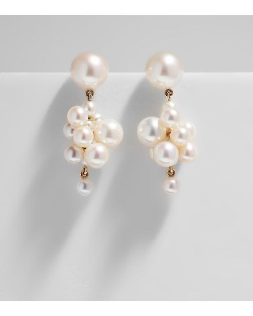 Sophie Bille Brahe White Botticelli 14Kt Earrings With Pearls